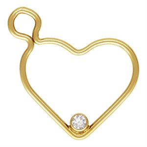 15.5mm Left Heart Charm 2mm White 3A CZ