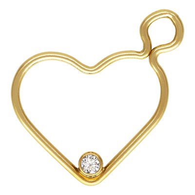 15.5mm Right Heart Charm 2mm White 3A CZ 15.5mm Right Heart Charm 2mm White 3A CZ