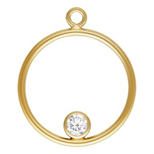 15mm Round Drop w / 3mm White 3A CZ