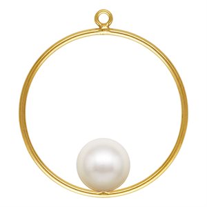 25mm Round Drop w / 8mm White Crystal Simulated Pearl