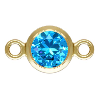 4.0mm Aqua Blue 3A CZ Bezel Connector 4.0mm Aqua Blue 3A CZ Bezel Connector