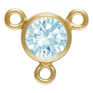 4.0mm Aquamarine 3A CZ Bezel Y Connector
