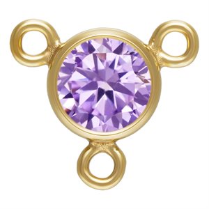 4.0mm Light Amethyst 3A CZ Bezel Y Connector