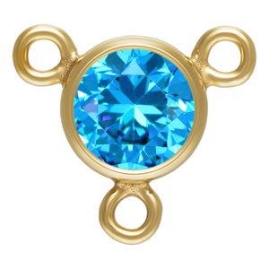 4.0mm Aqua Blue 3A CZ Bezel Y Connector