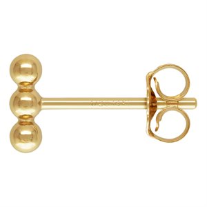 2.0mm 3 Ball Post Earring w / Earring Back