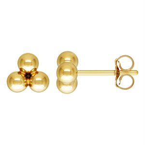 3.0mm 3 Ball Post Earring w / Earring Back