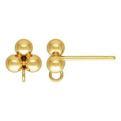 3 Ball (3.0mm) Post Earring w / Ring 3 Ball (3.0mm) Post Earring w / Ring