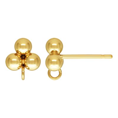 3 Ball (3.0mm) Post Earring w / Ring