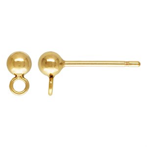 3mm Ball Earring w / CL Perpendicular Ring