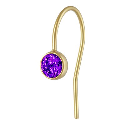 4.0mm Amethyst 3A CZ Ear Wire 4.0mm Amethyst 3A CZ Ear Wire