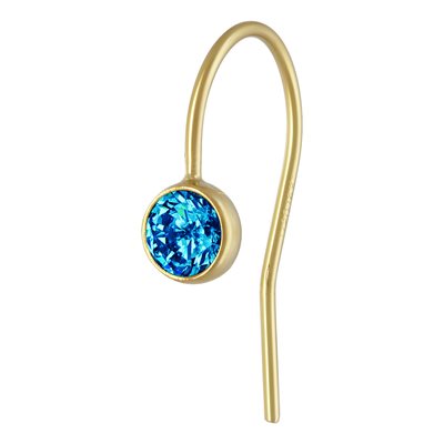4.0mm Aqua Blue 3A CZ Ear Wire 4.0mm Aqua Blue 3A CZ Ear Wire