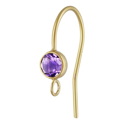 4.0mm Amethyst Ear Wire w / Ring 4.0mm Amethyst Ear Wire w / Ring