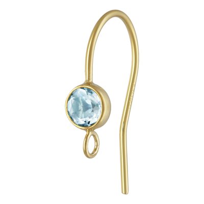 4.0mm Sky Blue Topaz Ear Wire w / Ring 4.0mm Sky Blue Topaz Ear Wire w / Ring