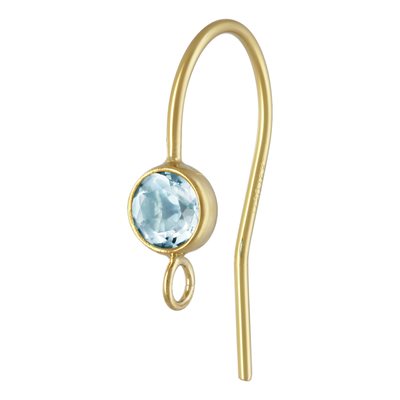 4.0mm Sky Blue Topaz Ear Wire w / Ring