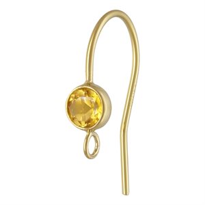4.0mm Citrine Ear Wire w / Ring