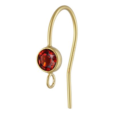 4.0mm Garnet Ear Wire w / Ring 4.0mm Garnet Ear Wire w / Ring