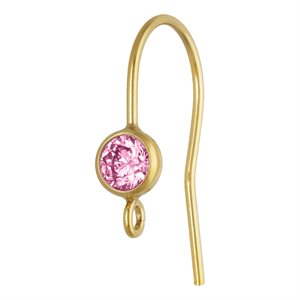 4.0mm Pink 3A CZ Ear Wire w / Ring