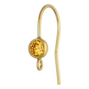 4.0mm Champagne 3A CZ Ear Wire w / Ring