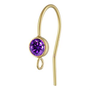 4.0mm Amethyst 3A CZ Ear Wire w / Ring