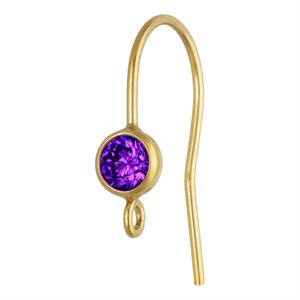 4.0mm Amethyst 3A CZ Ear Wire w / Ring