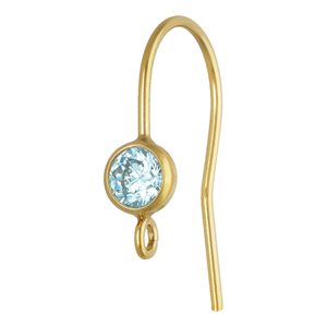 4.0mm Aquamarine 3A CZ Ear Wire w / Ring