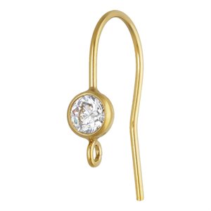 4.0mm White 3A CZ Ear Wire w / Ring