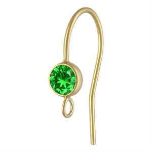 4.0mm Green 3A CZ Ear Wire w / Ring