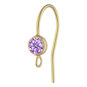 4.0mm Lt Amethyst 3A CZ Ear Wire w / Ring