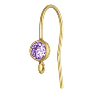 4.0mm Lt Amethyst 3A CZ Ear Wire w / Ring