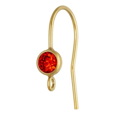 4.0mm Ruby 3A CZ Ear Wire w / Ring