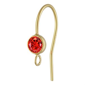 4.0mm Ruby 3A CZ Ear Wire w / Ring