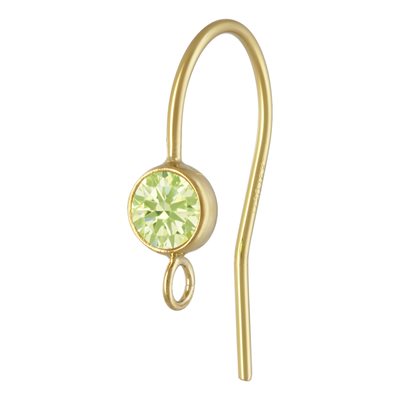 4.0mm Lime 3A CZ Ear Wire w / Ring 4.0mm Lime 3A CZ Ear Wire w / Ring