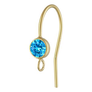 4.0mm Aqua Blue 3A CZ Ear Wire w / Ring