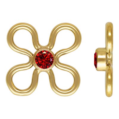7.5mm Flower Connector w / 2mm Garnet CZ 3A 7.5mm Flower Connector w / 2mm Garnet CZ 3A