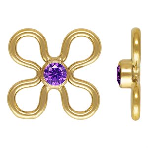 7.5mm Flower Connector w / 2mm Amethyst CZ