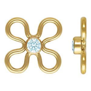 7.5mm Flower Connector 2mm Aquamarine CZ