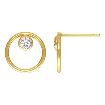 10mm Circle Post Earring w / Upper 3mm WhiteCZ 10mm Circle Post Earring w / Upper 3mm WhiteCZ