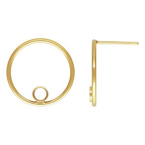 15mm Circle Post Earring w / 3mm Bezel