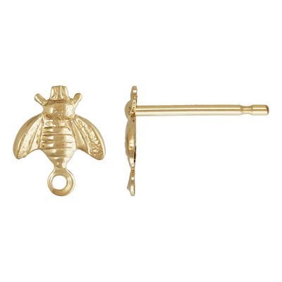 5.5x6.3mm Bee Charm Post Earring w / Ring 5.5x6.3mm Bee Charm Post Earring w / Ring