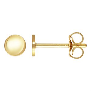 4mm Round Disc Post Earring w / Earring Back