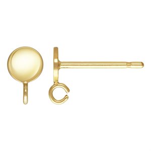4mm Round Disc Post Earring w / Ring