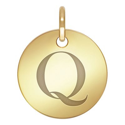 10.0mm Engraved Disc w / Ring & Letter 'Q'