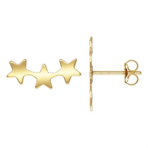 5.0x14.5mm Triple Star Post Earring w / Earring Back