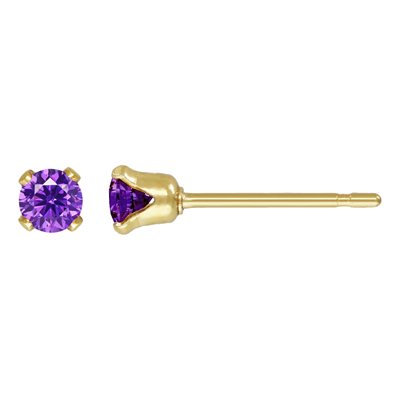 3.0mm Amethyst 3A CZ Snap-in Post Earring