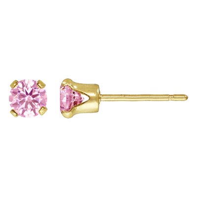 4.0mm Pink 3A CZ Snap-in Post Earring