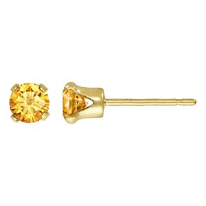 4.0mm Champagne 3A CZ Snap-in Post Earring