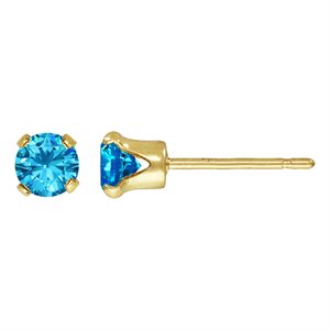 4.0mm Swiss Blue 3A CZ Snap-in Post Earring