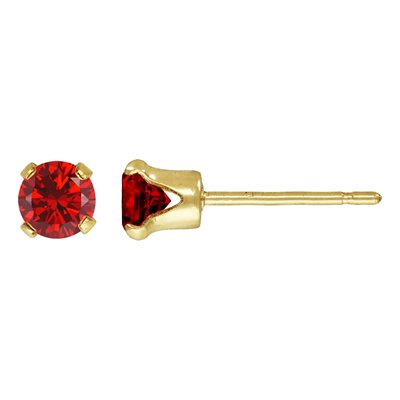 4.0mm Garnet 3A CZ Snap-in Post Earring 4.0mm Garnet 3A CZ Snap-in Post Earring