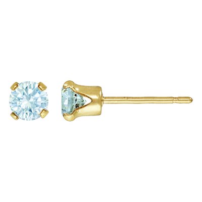4.0mm Aquamarine 3A CZ Snap-in Post Earring 4.0mm Aquamarine 3A CZ Snap-in Post Earring