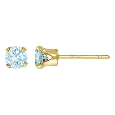 4.0mm Aquamarine 3A CZ Snap-in Post Earring